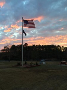Post 6 flag at dusk - Photo by Hunter Rudd